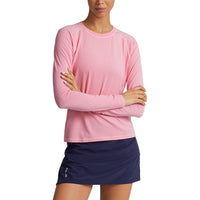 RLX Ralph Lauren Women's Long Sleeve Stretch Crew Tee - Pink Flamingo