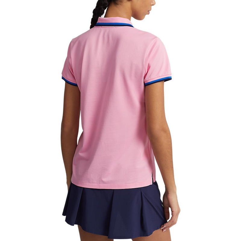 RLX Ralph Lauren Women's Tour Pique Golf Shirt - Pink Flamingo/Spa Royal/Navy