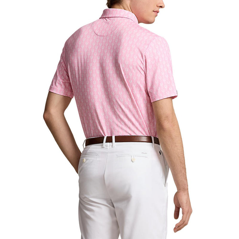 RLX Ralph Lauren Printed Lightweight Airflow Performance Polo - Flamingo Pink Clubs