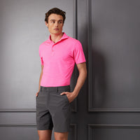 G/fore Clube Stripe Tech Jersey Polo Golf Shirt - Knockout Pink