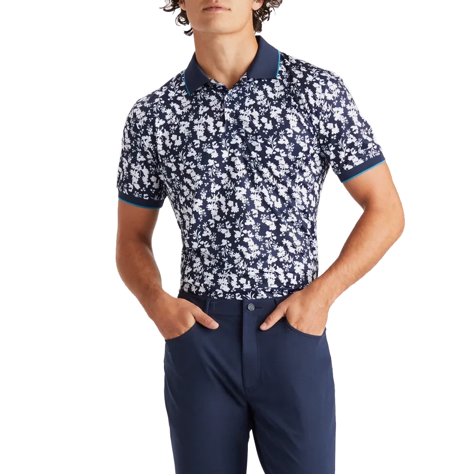 G/Fore Blossom Rib Collar Tech Golf Shirt - Twilight