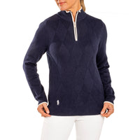 Glenmuir Women's Jody Cotton Cashmere 1/4 Knit - Navy/White