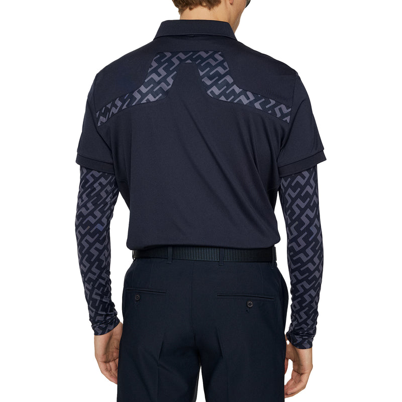 J.Lindeberg KV Regular Fit Print Golf Shirt - Bias Bridge Navy