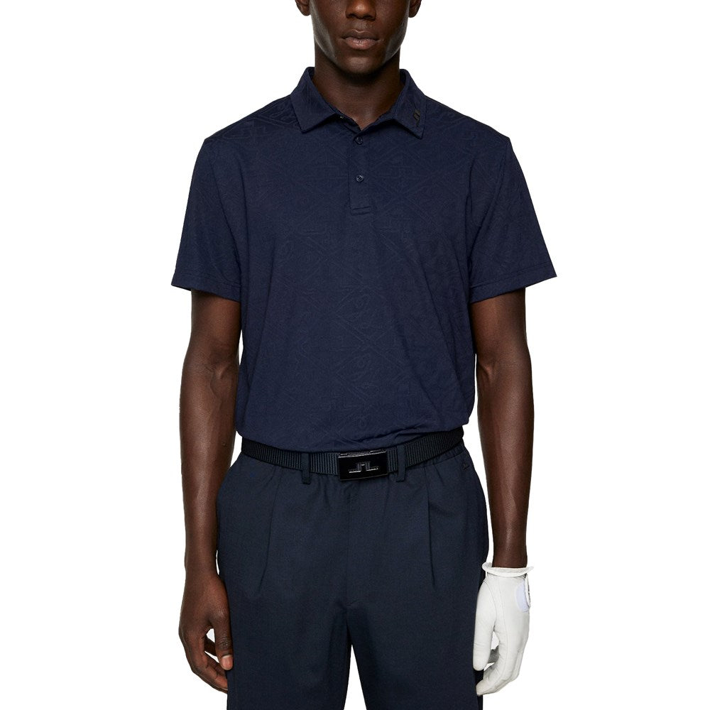 J.Lindeberg Bison Regular Fit Jacquard Golf Polo Shirt - JL Navy