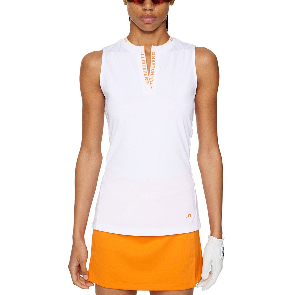 J.Lindeberg Women's Leya Sleeveless Golf Polo Shirt - White