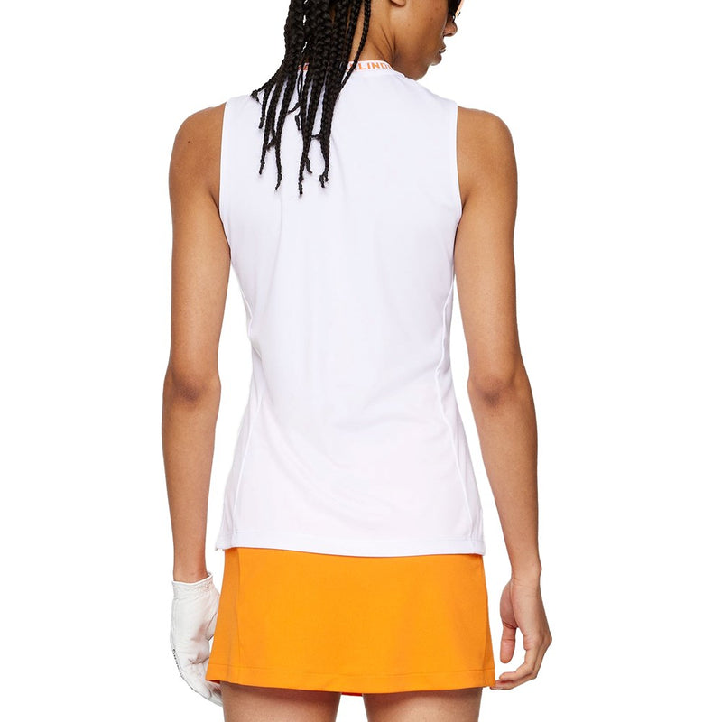 J.Lindeberg Women's Leya Sleeveless Golf Polo Shirt - White