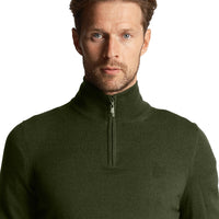 Lyle & Scott Tonal Eagle 1/4 Zip Knit - Cactus Green