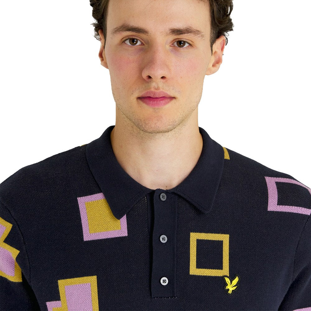 Lyle & Scott Square Knit Polo - Dark Navy