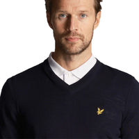 Lyle & Scott Golf Merino Blend V Neck Pullover - Dark Navy