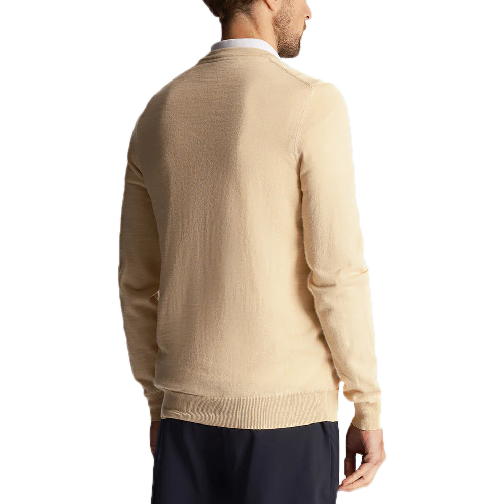 Lyle & Scott Golf Merino Blend V Neck Pullover - Sand Dune