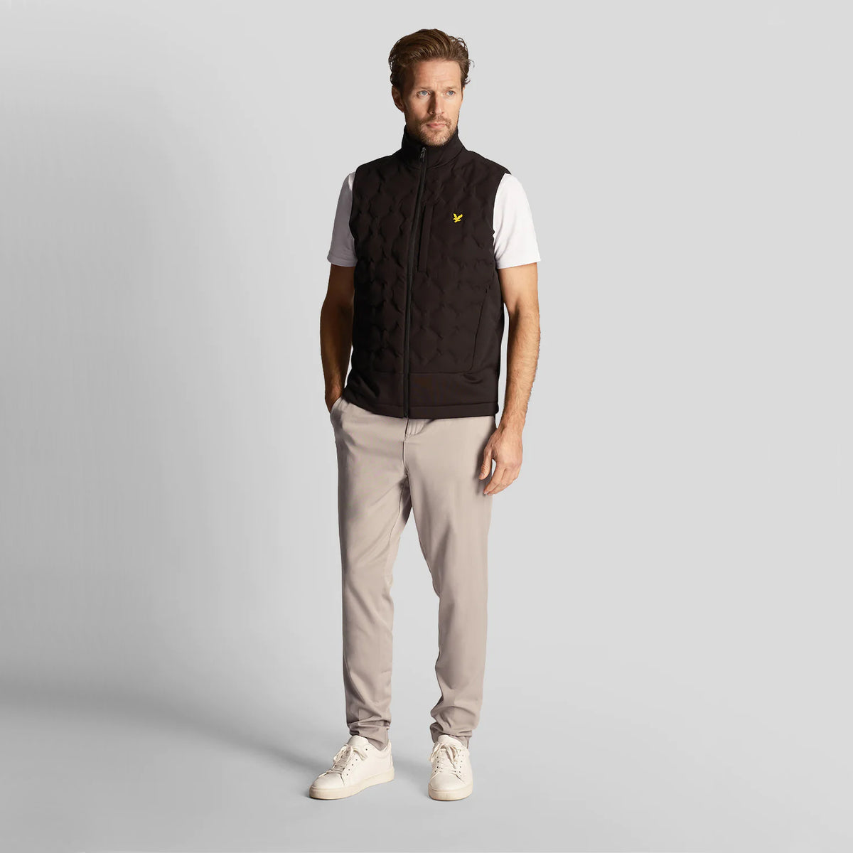 Lyle & Scott Welded Check Fleece Golf Gilet - Jet Black