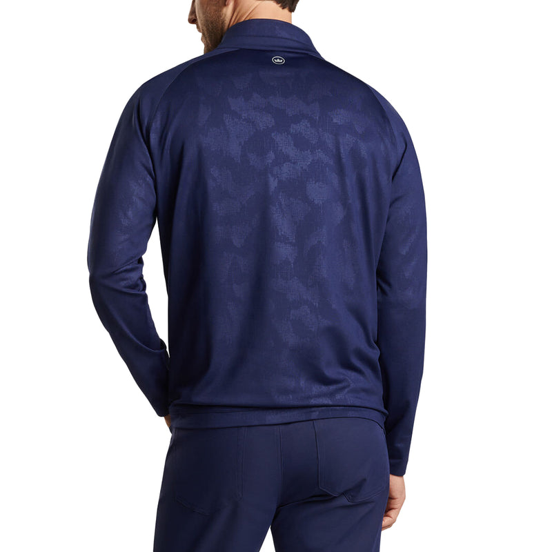 Peter Millar Verge Windowpane Camo Performance Quarter-Zip - Navy