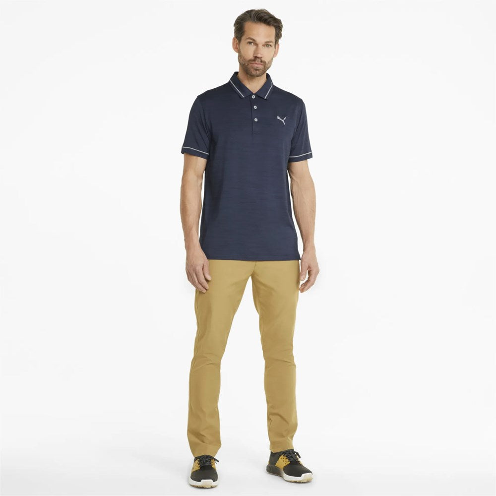 Puma Cloudspun Monarch Golf Polo Shirt - Navy Blazer Heather/ High Rise