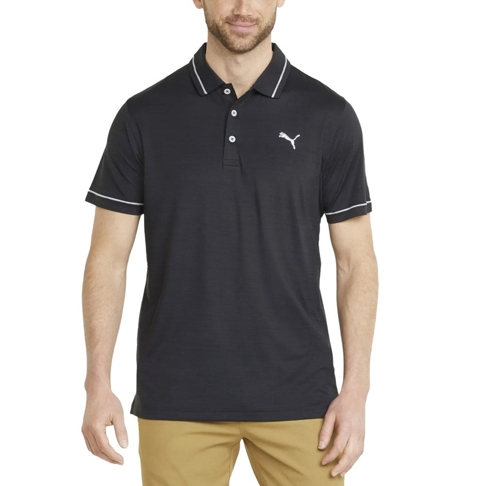 Puma Cloudspun Monarch Golf Polo Shirt - Puma Black Heather/ High Rise