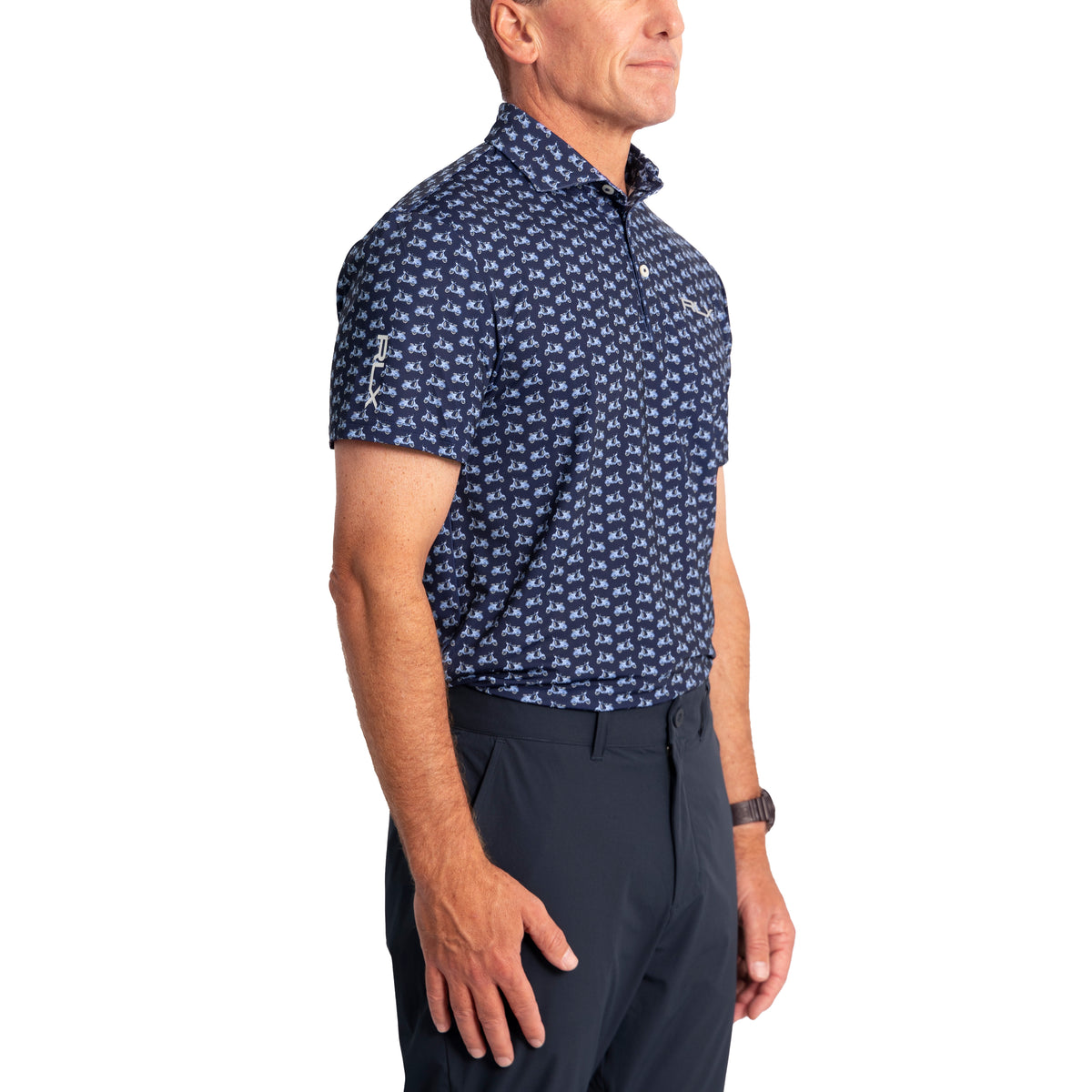 RLX Ralph Lauren Printed Lightweight Airflow Golf Shirt - French Navy Mini Moped