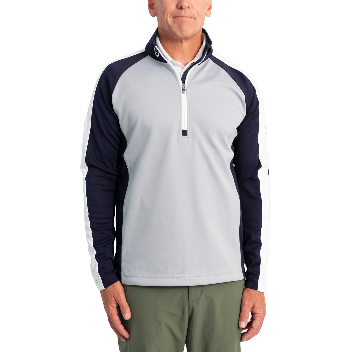 Sunderland Aspen Quarter Zip Raglan Panelled Water Repellent Golf Midlayer - Silver