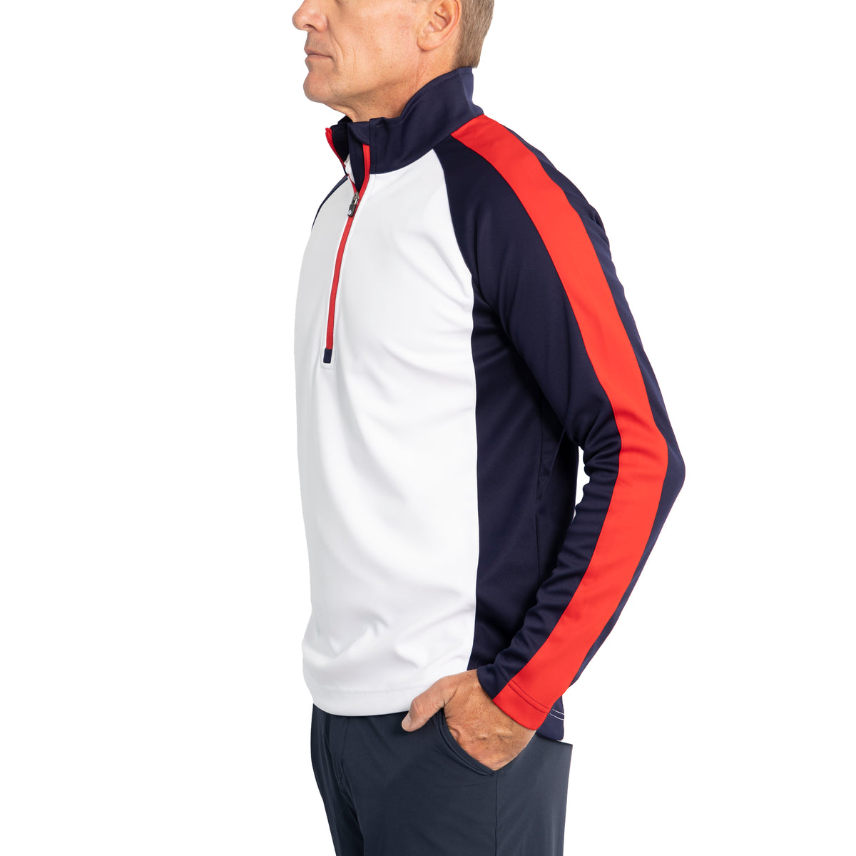 Sunderland Aspen Quarter Zip Raglan Panelled Water Repellent Golf Midlayer - White