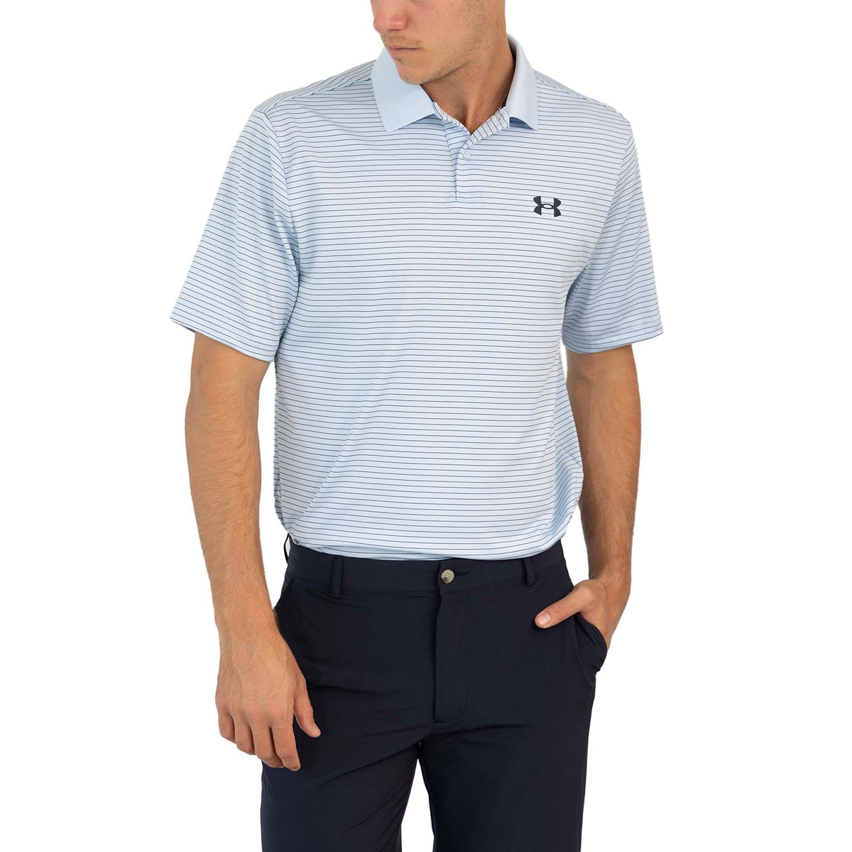 Under Armour Performance 3.0 Stripe Golf Polo Shirt - Nimbus Blue/Midnight Navy