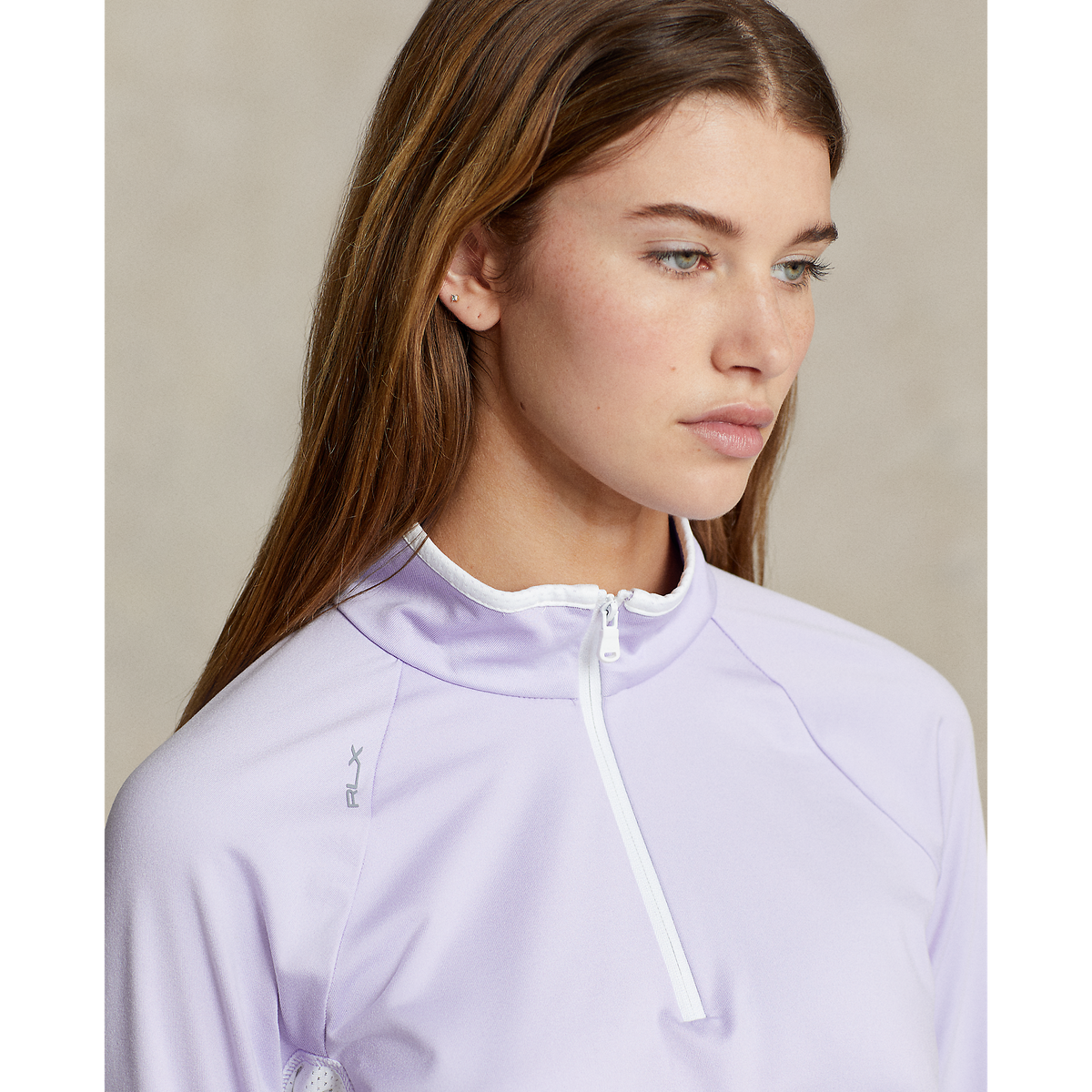 RLX Ralph Lauren Women's Jersey Quarter Zip Golf Pullover -  Flower Purple/White