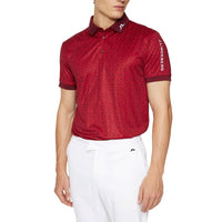 J.Lindeberg Tour Tech Reg Fit Print Golf Polo Shirt - House Of JL Red