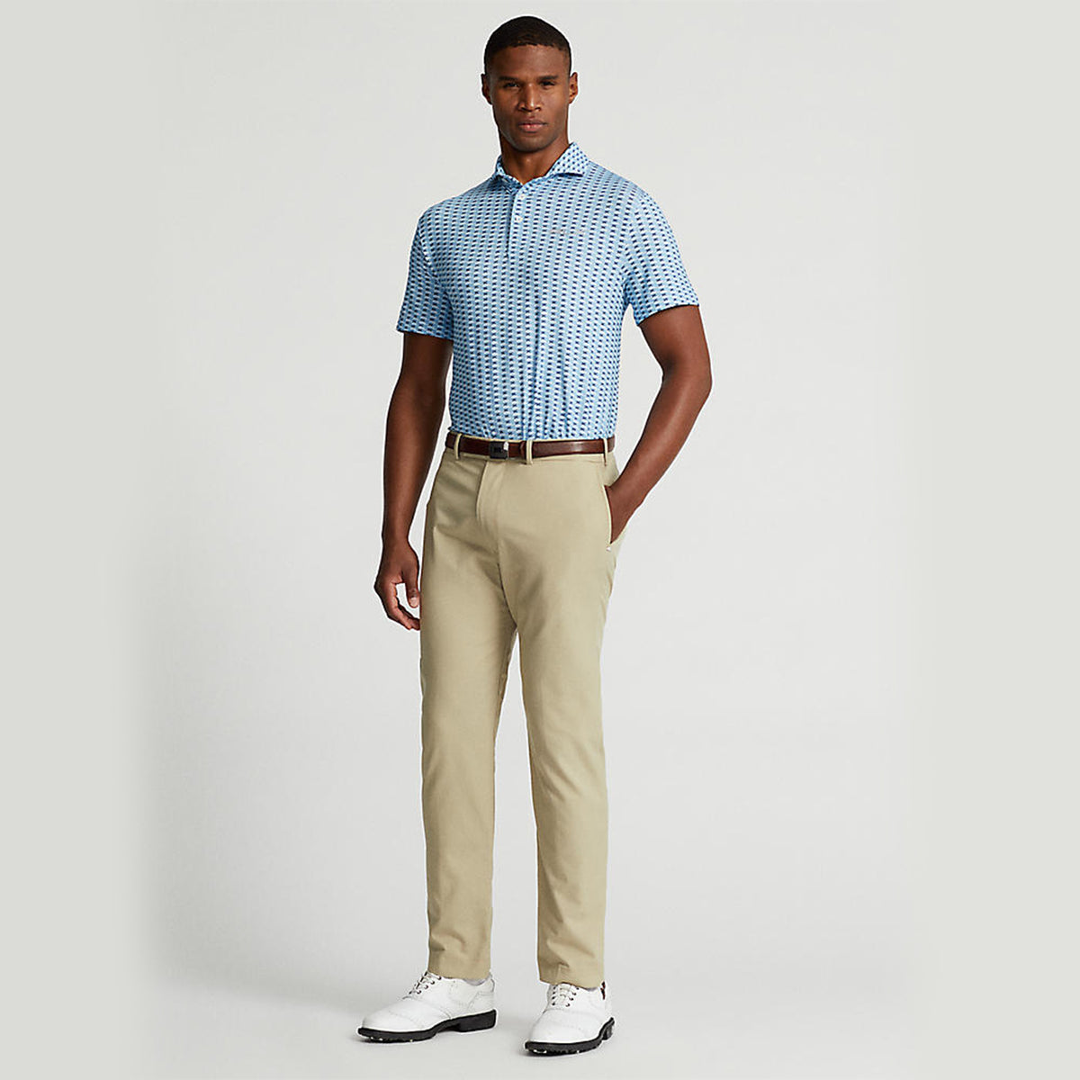 RLX Ralph Lauren Printed Lightweight Airflow Performance Polo - RLX Graphic Powder Blue