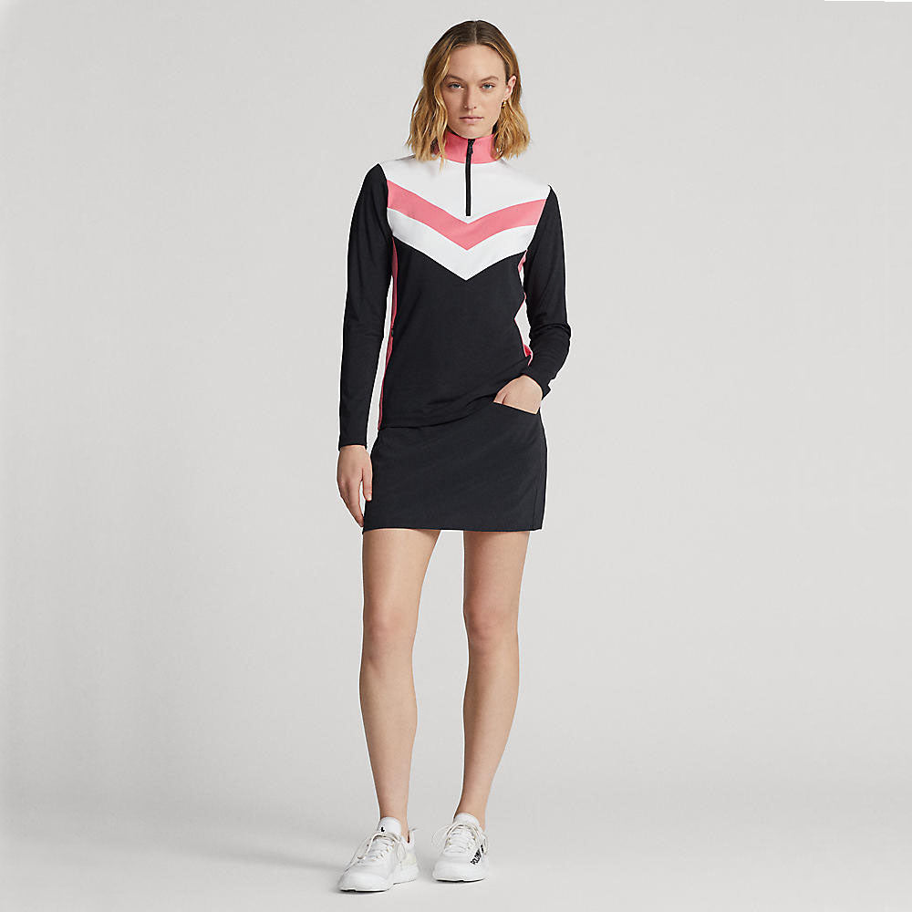 RLX Ralph Lauren Women's Power Stretch 1/4 Zip Pull Over - Polo Black/Desert Rose Multi