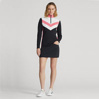 RLX Ralph Lauren Women's Power Stretch 1/4 Zip Pull Over - Polo Black/Desert Rose Multi