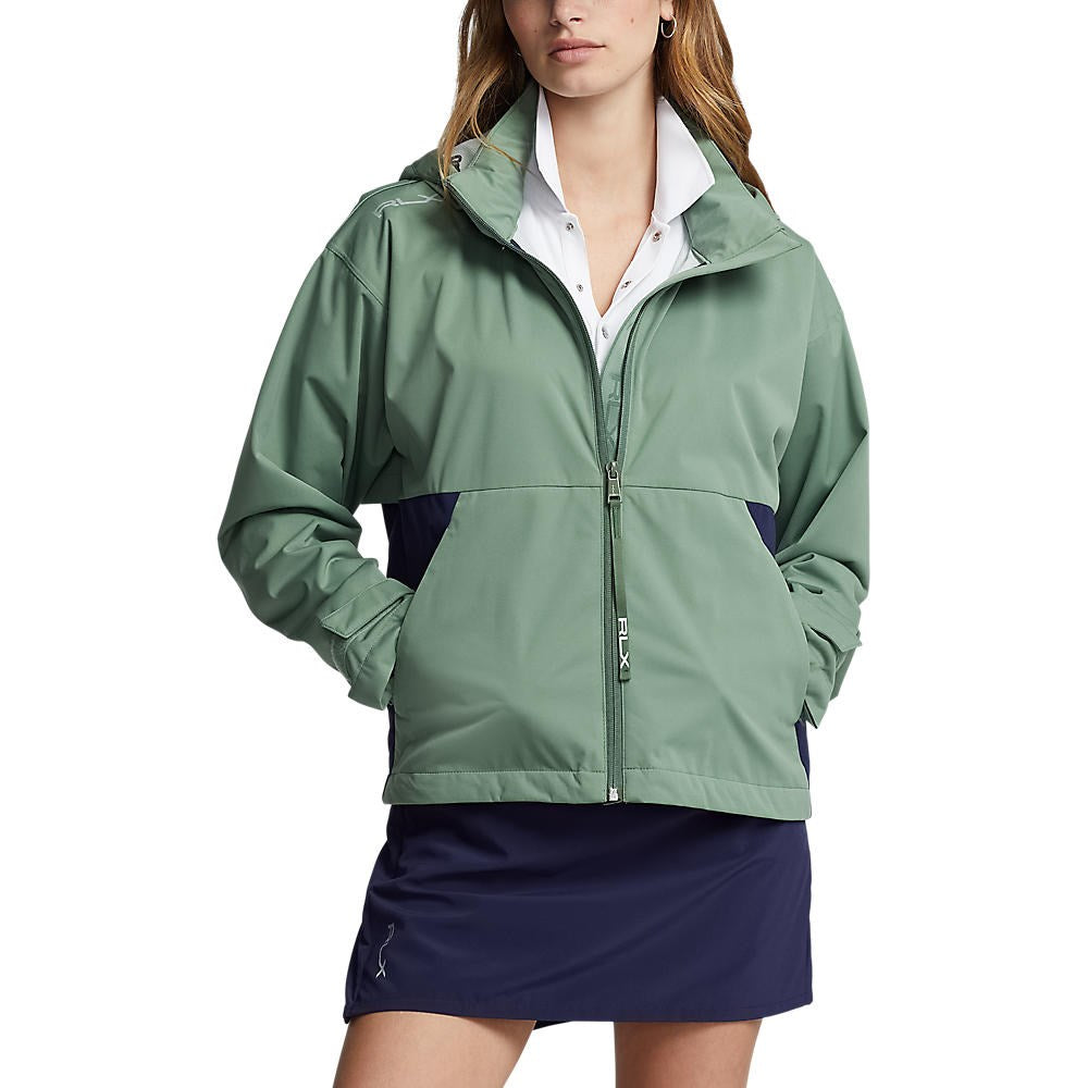 RLX Ralph Lauren Women's Packable Waterproof Hooded Jacket - Fatigue/French Navy