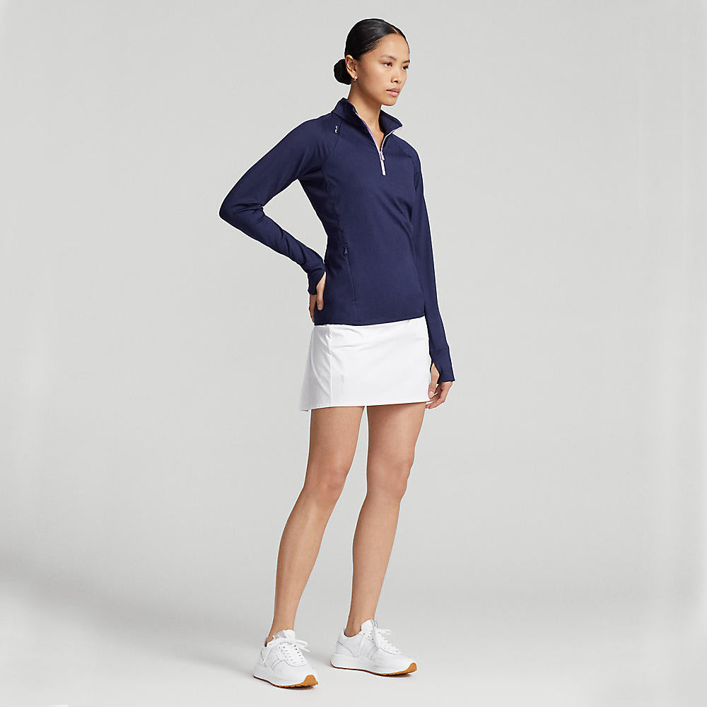 RLX Ralph Lauren Women's Jersey 1/4 Zip Pullover - French Navy/Light Mauve