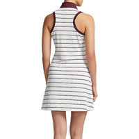 RLX Ralph Lauren Women's Sleeveless Zip YD Airflow Golf Dress - Chic Cream/Vessel Blue/Harvard Wine