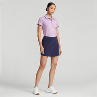 RLX Ralph Lauren Women's Tour Pique Golf Polo Shirt - Light Mauve/French Navy/Chic Cream