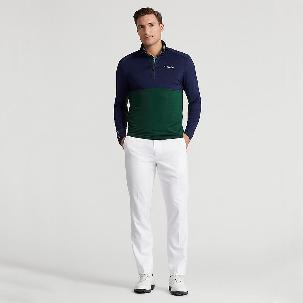 RLX Ralph Lauren Peached Airflow Jersey 1/4 Zip Midlayer - Hunt Club Green/ French Navy