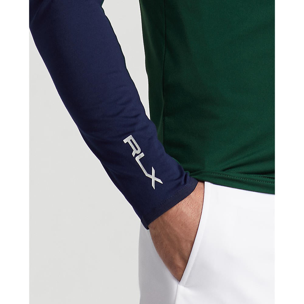 RLX Ralph Lauren Peached Airflow Jersey 1/4 Zip Midlayer - Hunt Club Green/ French Navy