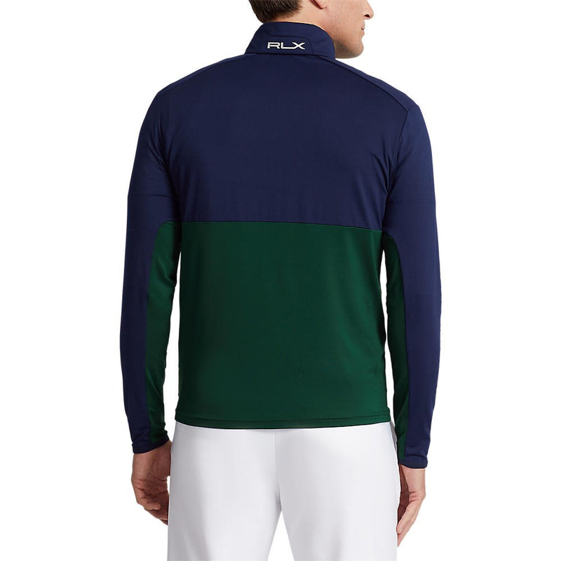 RLX Ralph Lauren Peached Airflow Jersey 1/4 Zip Midlayer - Hunt Club Green/ French Navy