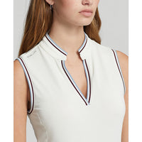 RLX Ralph Lauren Women's Sleeveless Tech Pique Golf Polo Shirt - Chic Cream/Vessel Blue