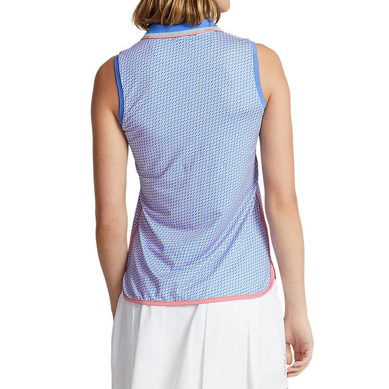 RLX Ralph Lauren Women's Printed Airflow Performance Sleeveless Golf Shirt - Scottsdale Blue Geo