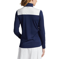 RLX Ralph Lauren Women's Power Stretch 1/4 Zip Pull Over - French Navy/Cruise Green Multi