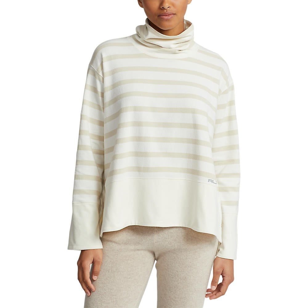 RLX Ralph Lauren Women's Striped Performance Cloud Fleece Pullover - Clubhouse Cream/Basic Sand Stripe