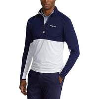 RLX Ralph Lauren Peached Airflow Jersey 1/4 Zip Midlayer - Pure White/ French Navy