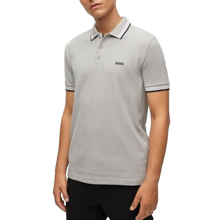 Boss Paddy Cotton Pique Polo - Open Grey