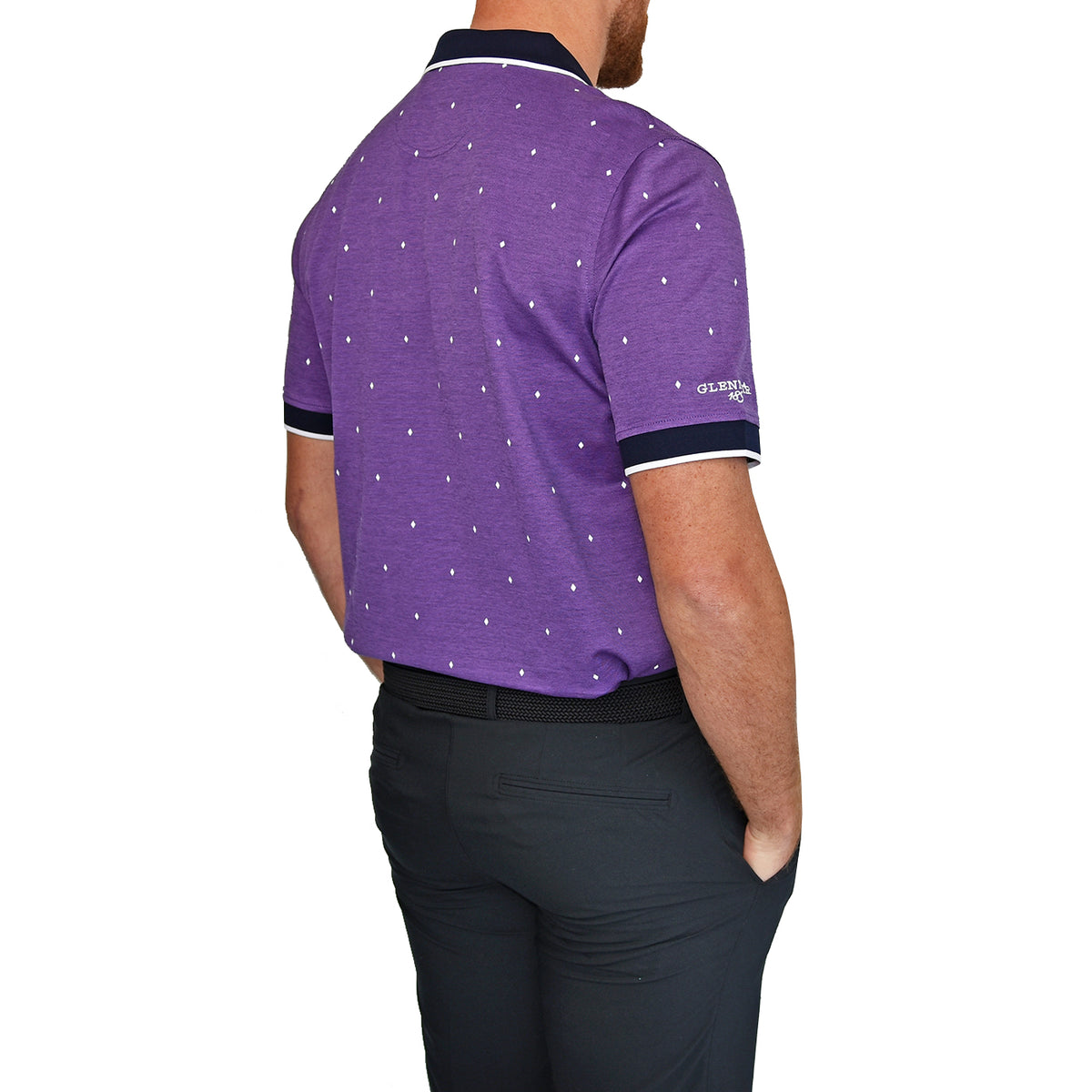 Glenmuir Orkney Mercerised Cotton Luxury Golf Polo - Navy/Amethyst