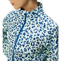 J.Lindeberg Women's Evertine Waterproof Print Golf Jacket - Leopard Aruba Blue