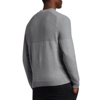 Lyle & Scott Tonal Eagle Seed Stitch Mock Neck Pullover - Mid Grey Marl