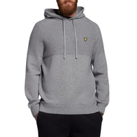 Lyle & Scott Seed Stitch Knitted Hoodie - Mid Grey Marl