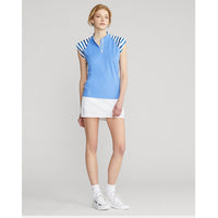 RLX Ralph Lauren Women's Cap Sleeve Quarter Zip Pique Golf Shirt - Bright Blue