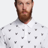 Lyle & Scott Tonal Eagle Print Polo Shirt - White