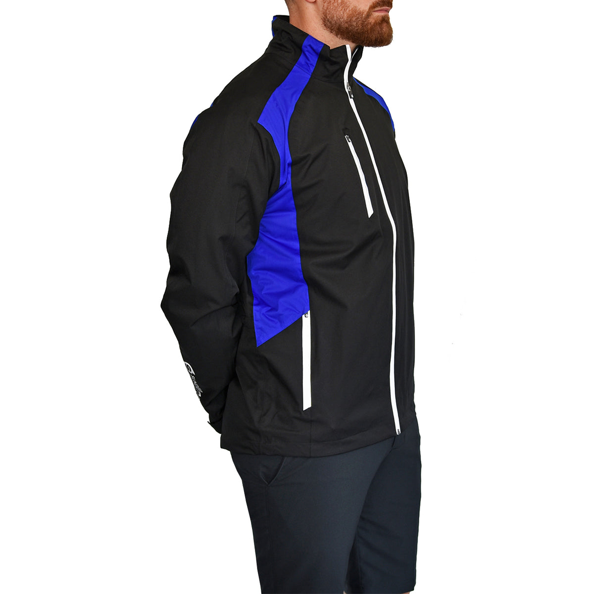 Sunderland Valberg Waterproof Golf Jacket - Black/Electric Blue/White