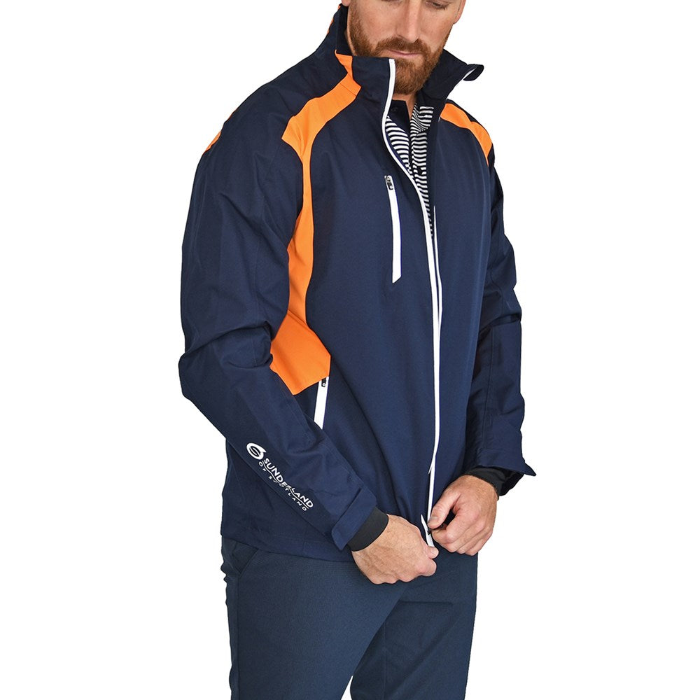 Sunderland Valberg Waterproof Golf Jacket - Navy/Lava/White