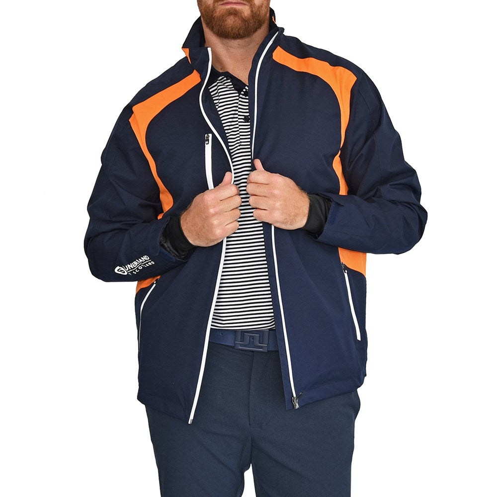 Sunderland Valberg Waterproof Golf Jacket - Navy/Lava/White