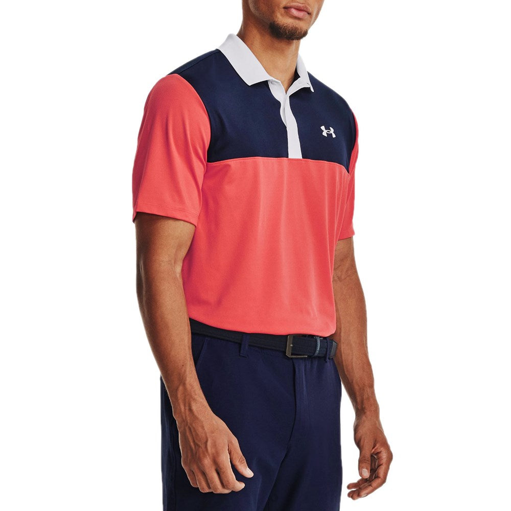 Under Armour Performance 3.0 Colourblock Polo - Venom Red/Midnight Navy/White